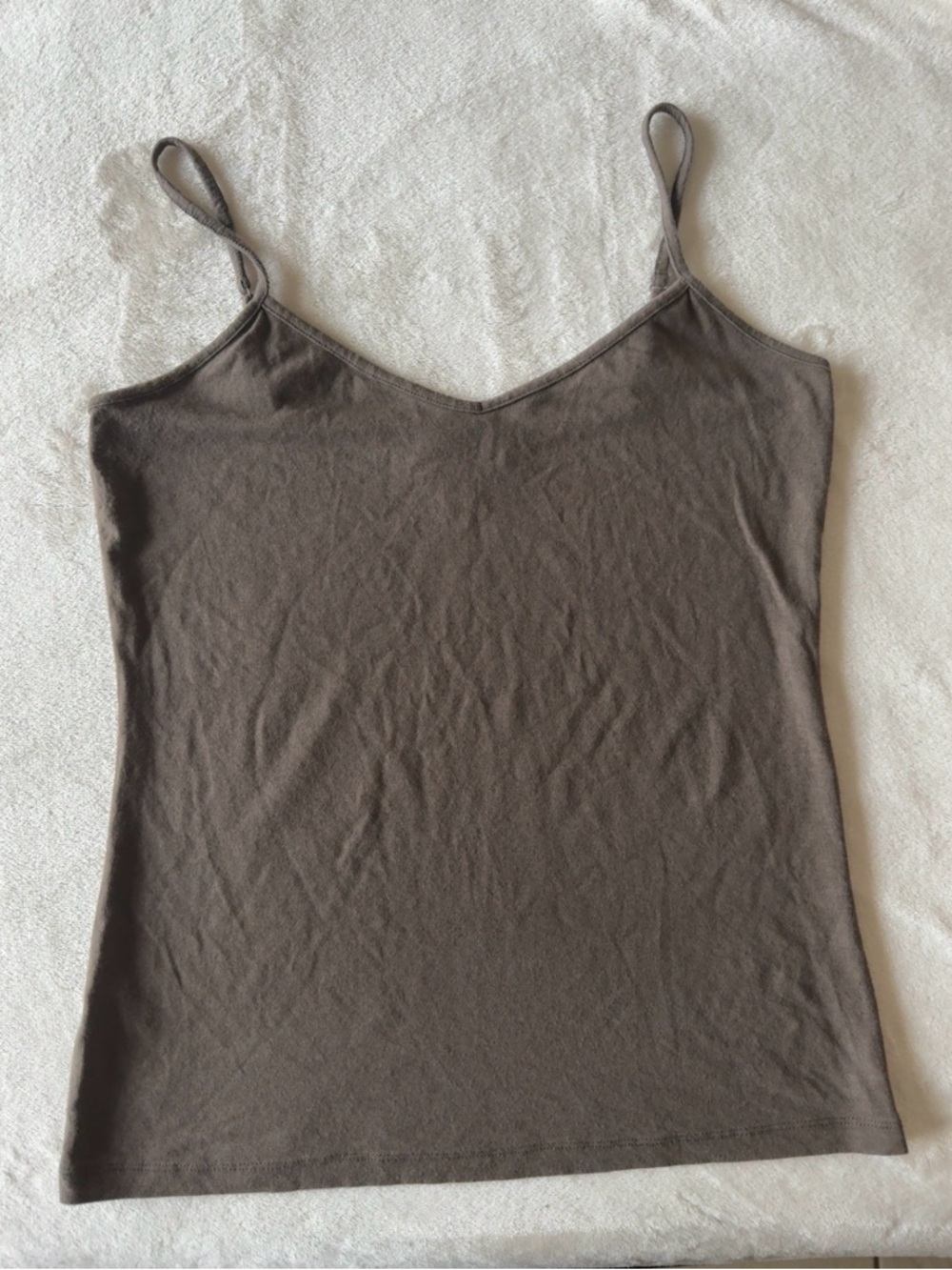 Loft Ann Taylor Taupe brown camisole tank top adjustable spaghetti strap Vneck M